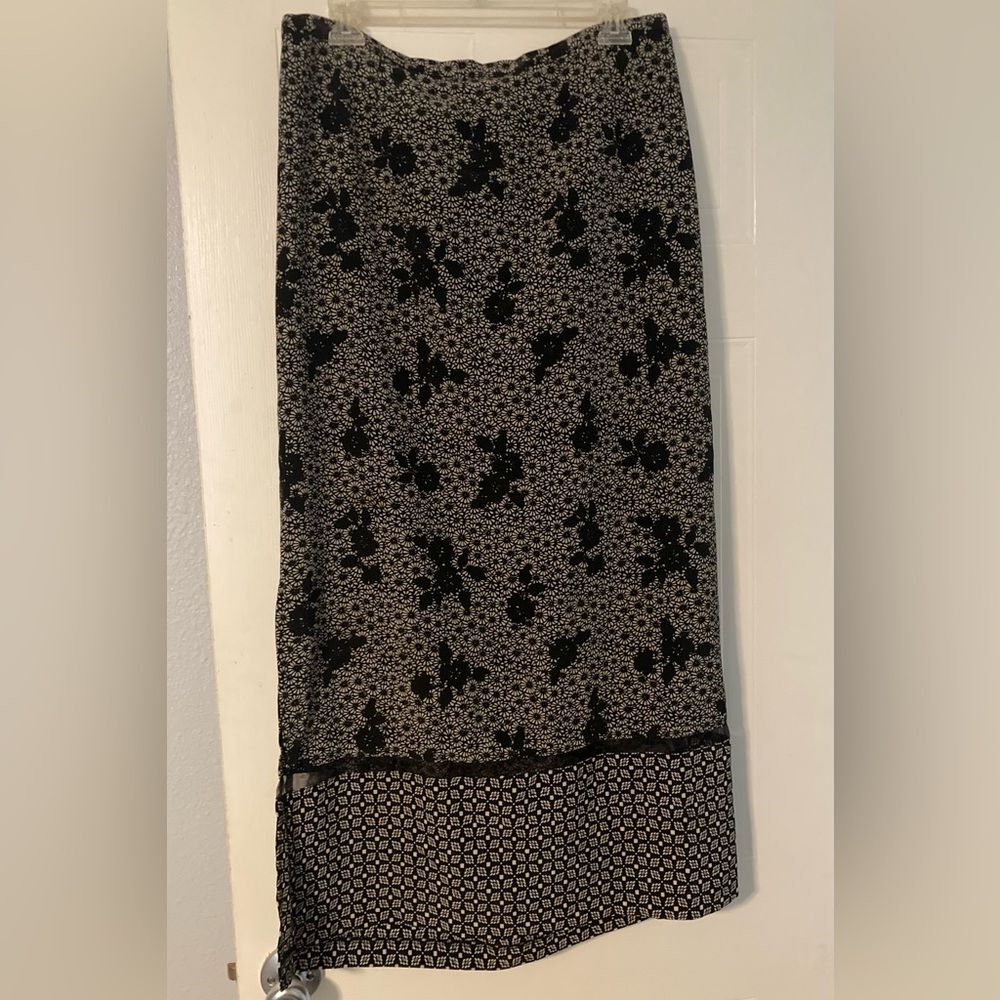 VENEZIA JEANS CLOTHING CO. Maxi Skirt Black Beige Size 14/16